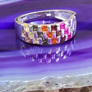 Anillo De Plata 925 Con Circones Multicolor