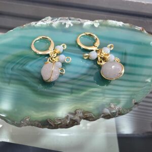 Aros Bañados En Oro Piedra Gris