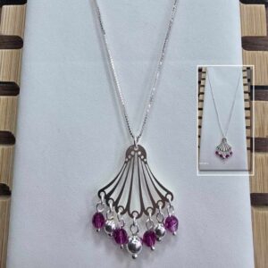 Colgante Abanico Fucsia Plata 925
