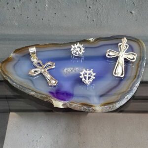 Cruz Plana Plata 925 - Colgante Cruz Mini Circones - Cruz Relieve